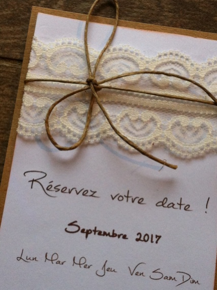 Save the date - faire part invitation mariage dentelle, thème mariage champêtre 4